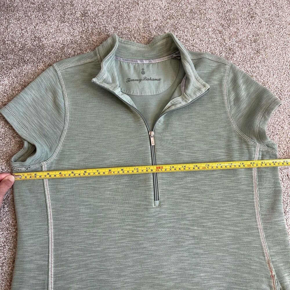 Tommy Bahama Tobago Bay Shirt Dress XL Half Zip Green Pima Cotton Knit - Picture 16 of 16